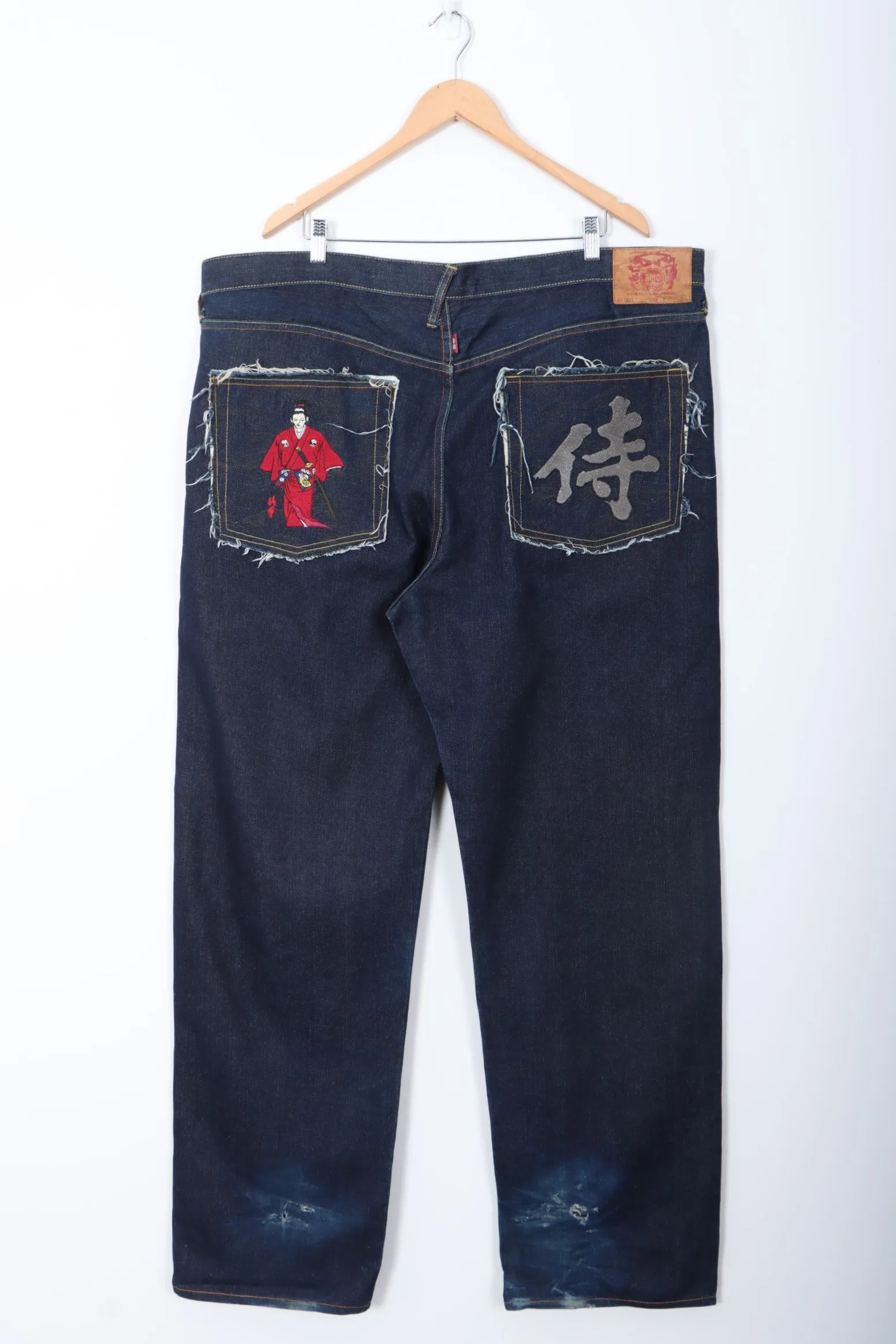 RMC Red Monkey Embroidered Samurai Y2K Jeans (42)