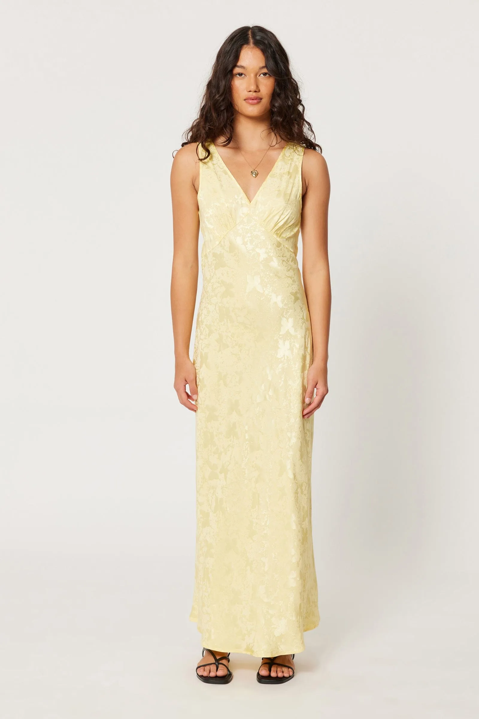 ROLLAS - Eliza Jacquard Dress in Limoncello