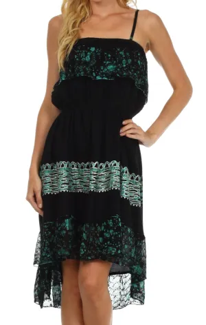 Sakkas Akshita Batik Hi Lo Crepe Ruffle Dress