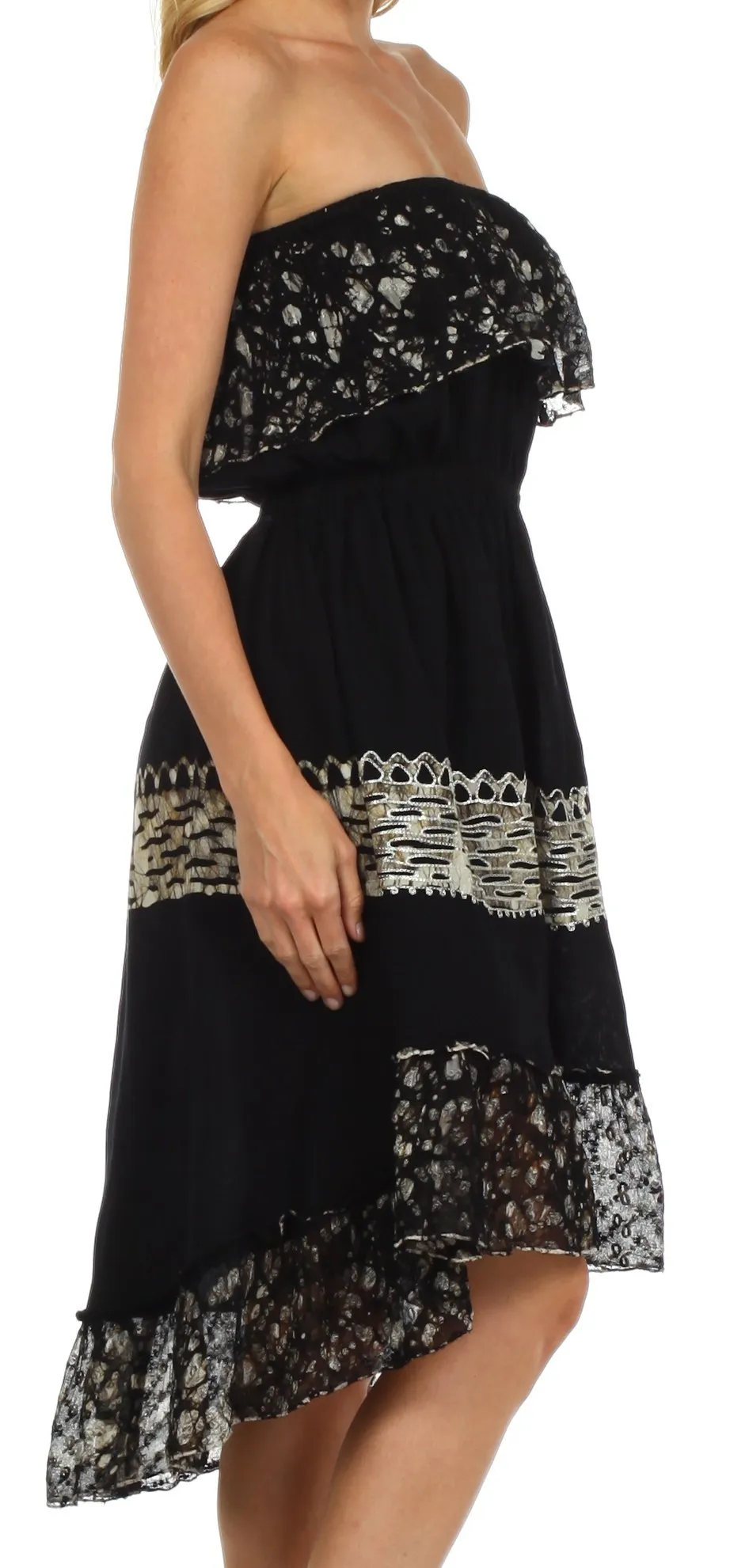 Sakkas Akshita Batik Hi Lo Crepe Ruffle Dress