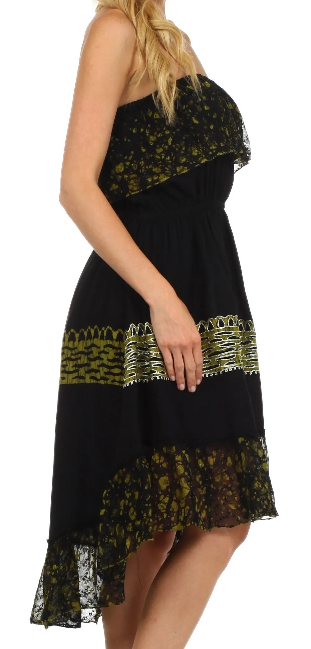 Sakkas Akshita Batik Hi Lo Crepe Ruffle Dress