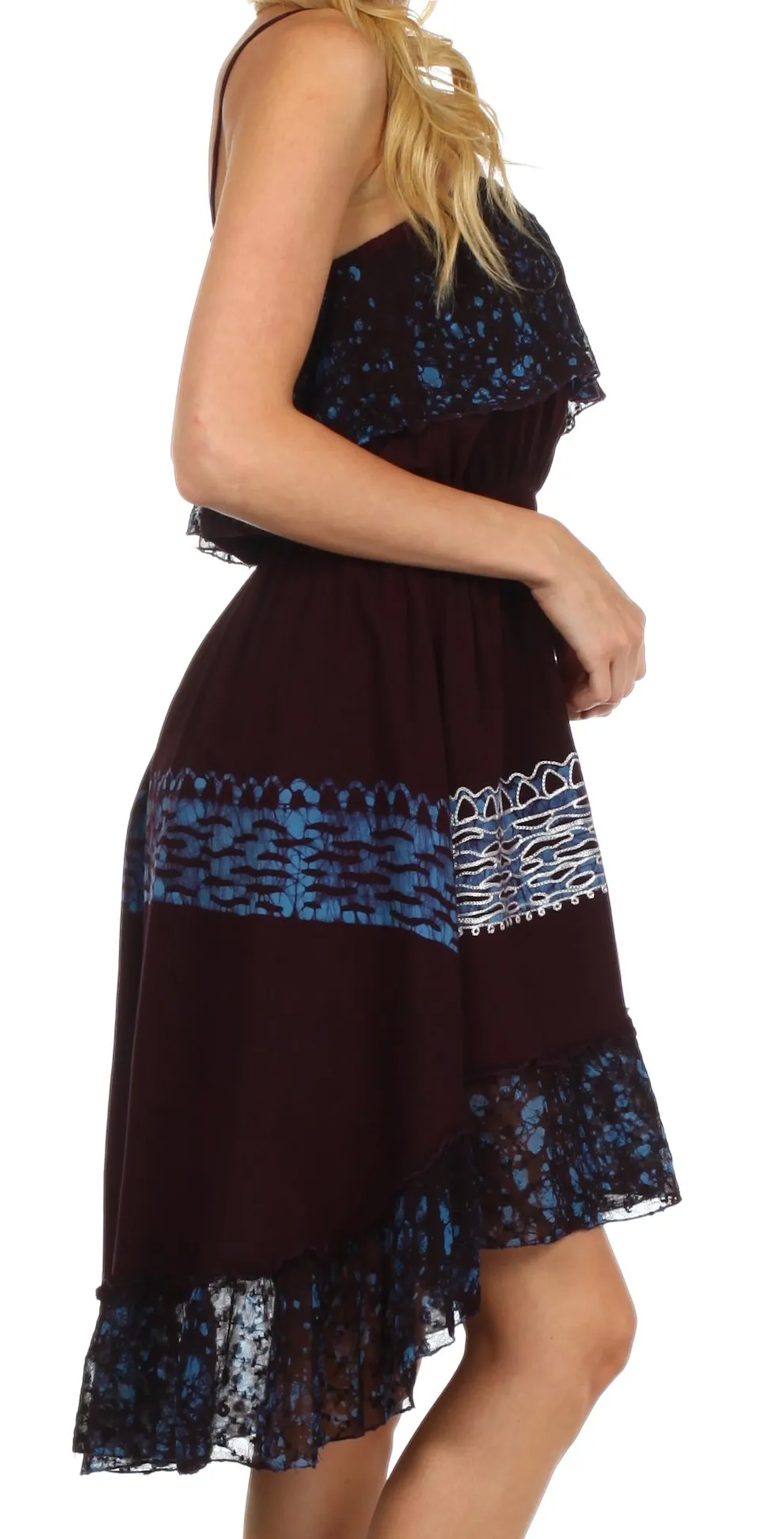 Sakkas Akshita Batik Hi Lo Crepe Ruffle Dress