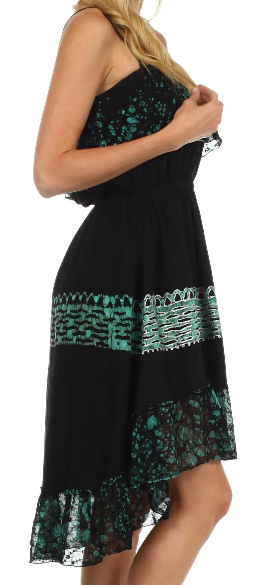 Sakkas Akshita Batik Hi Lo Crepe Ruffle Dress