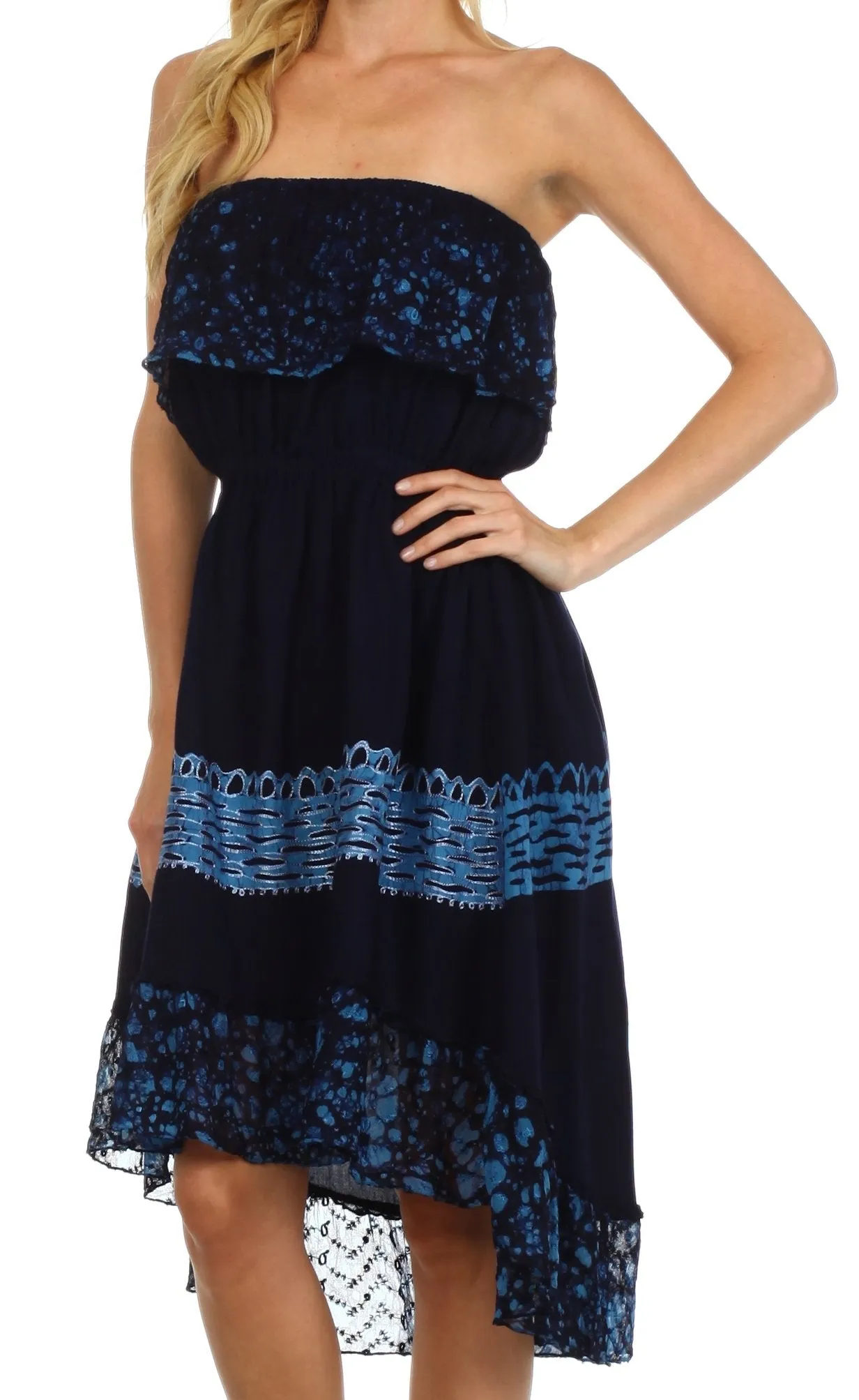 Sakkas Akshita Batik Hi Lo Crepe Ruffle Dress