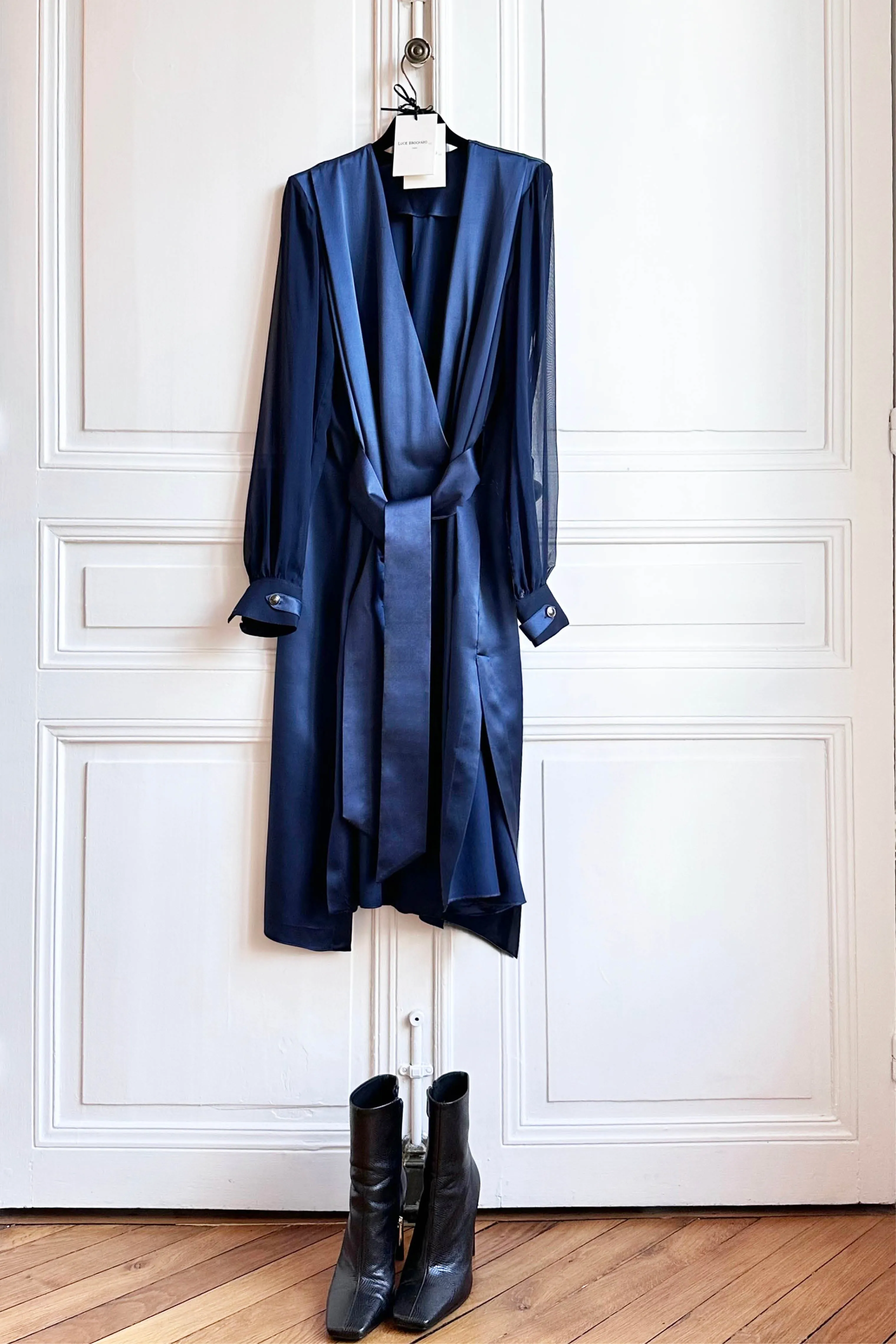 SAN FRANCISCO night blue - silk dress long sleeves