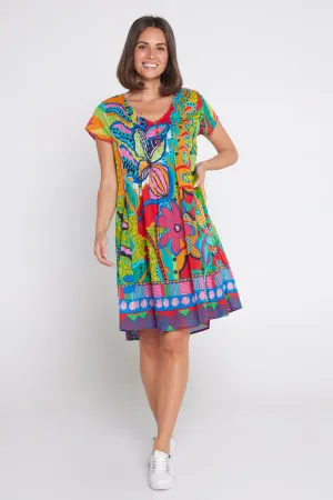 San Miguel Easy Fit Cotton Dress - Geometric Print