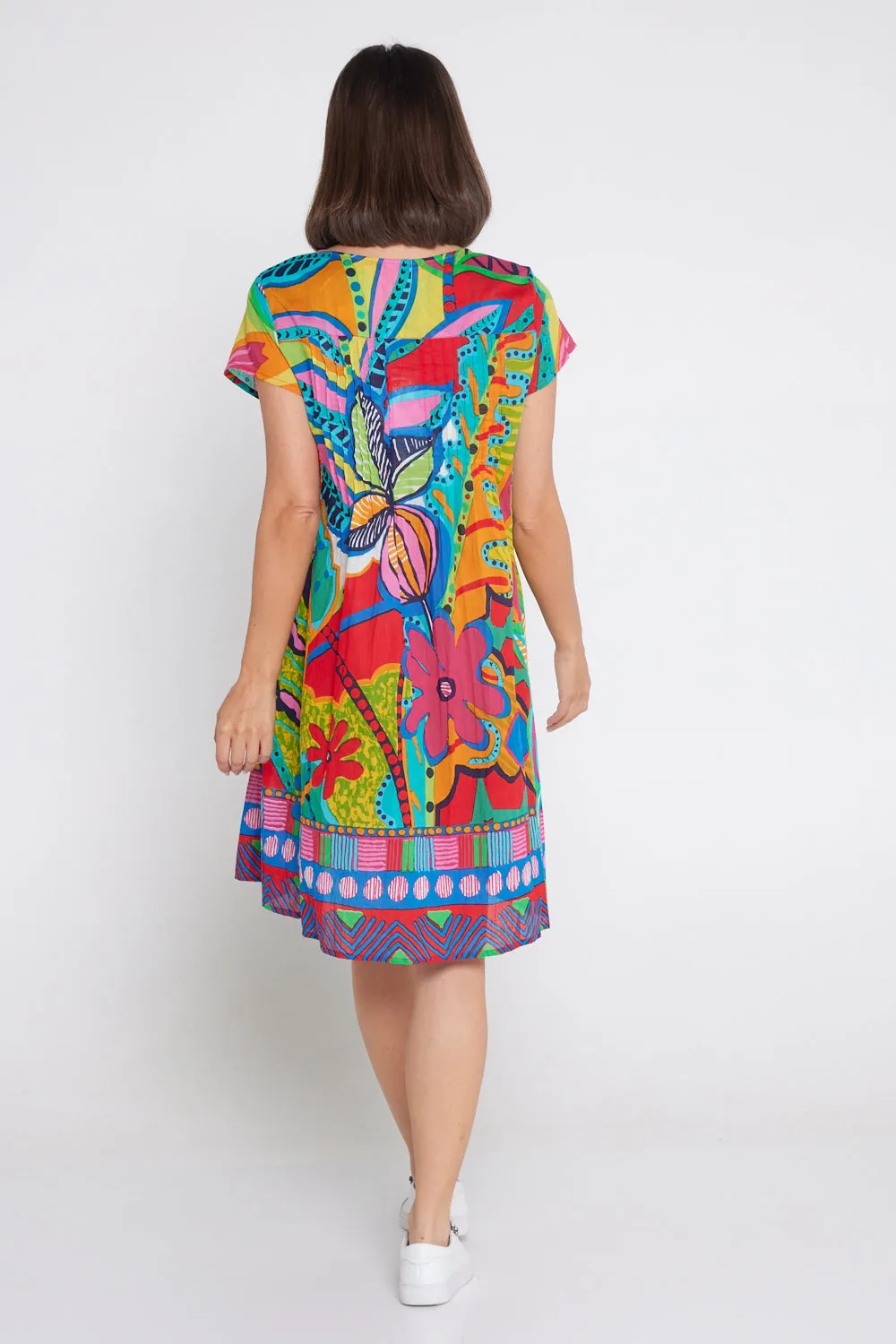 San Miguel Easy Fit Cotton Dress - Geometric Print