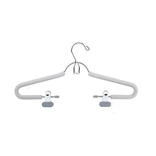 SANSHI Grey Stackable Pants Hangers Skirt Hanger Storage Organizer With Adjustable Clips 3pcs