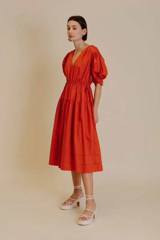 Sarah Poplin Terracotta Dress