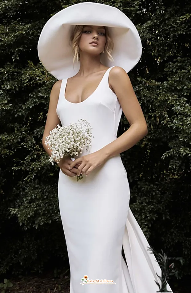 Sexy Backless Fit and Flare Summer Wedding Dress