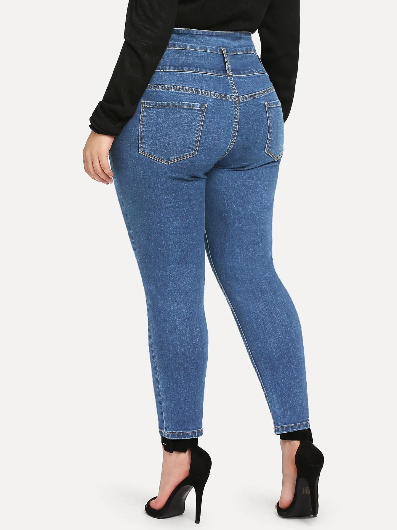 SHEIN Plus High Waist Button Jeans