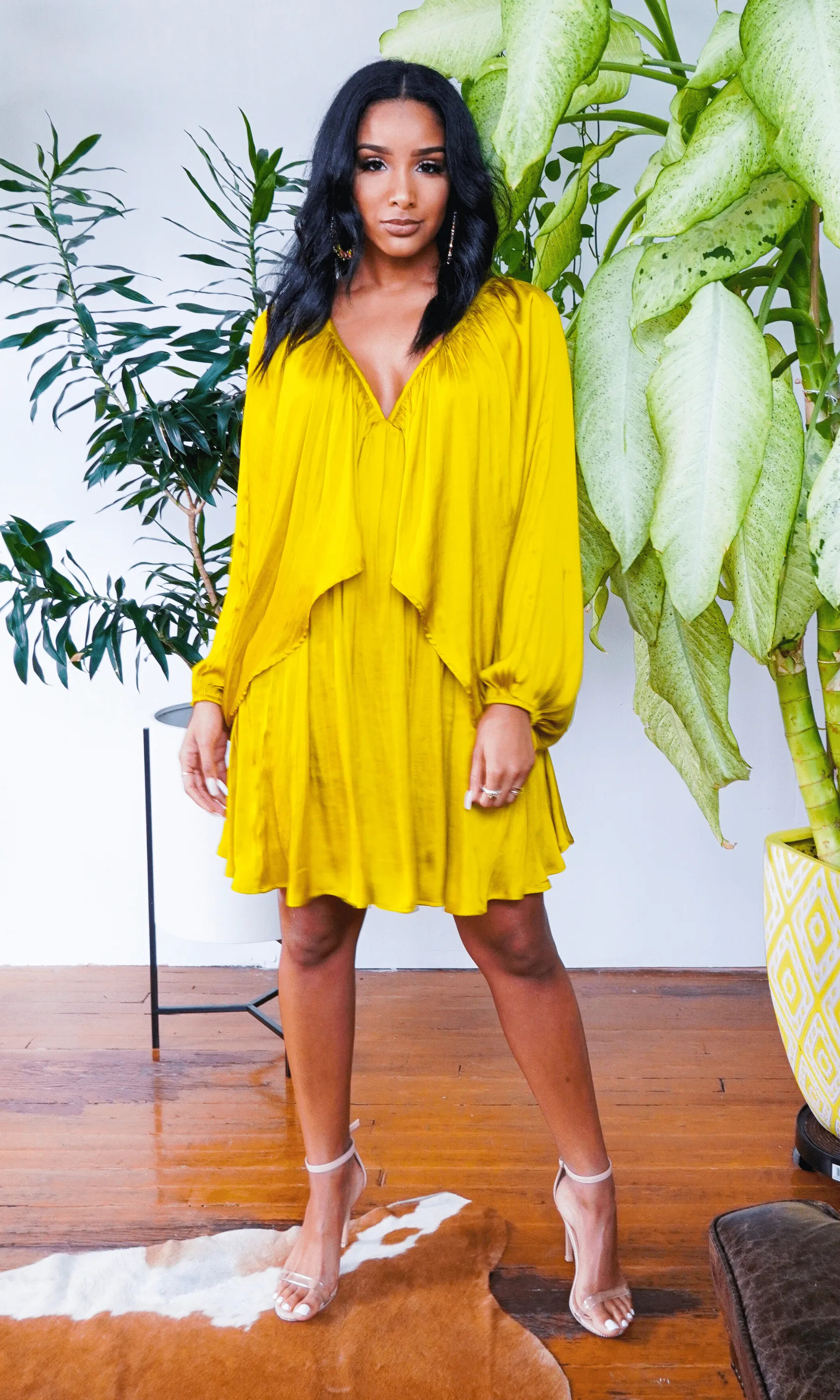 She's Classy | Flow Dress - Chartreuse