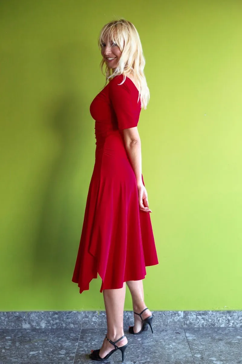 Short-sleeve Tango Dress with Side Draping