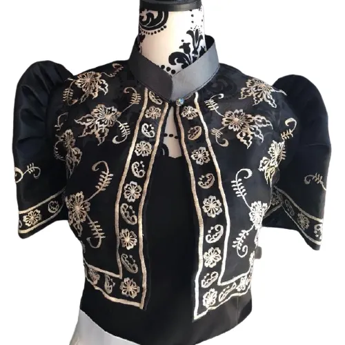 Silk Organza Black Modern Filipiniana Bolero - LJM001