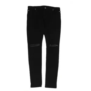 Skinny Jeans Washed Black Knee Slashed Distressed Stretch Denim