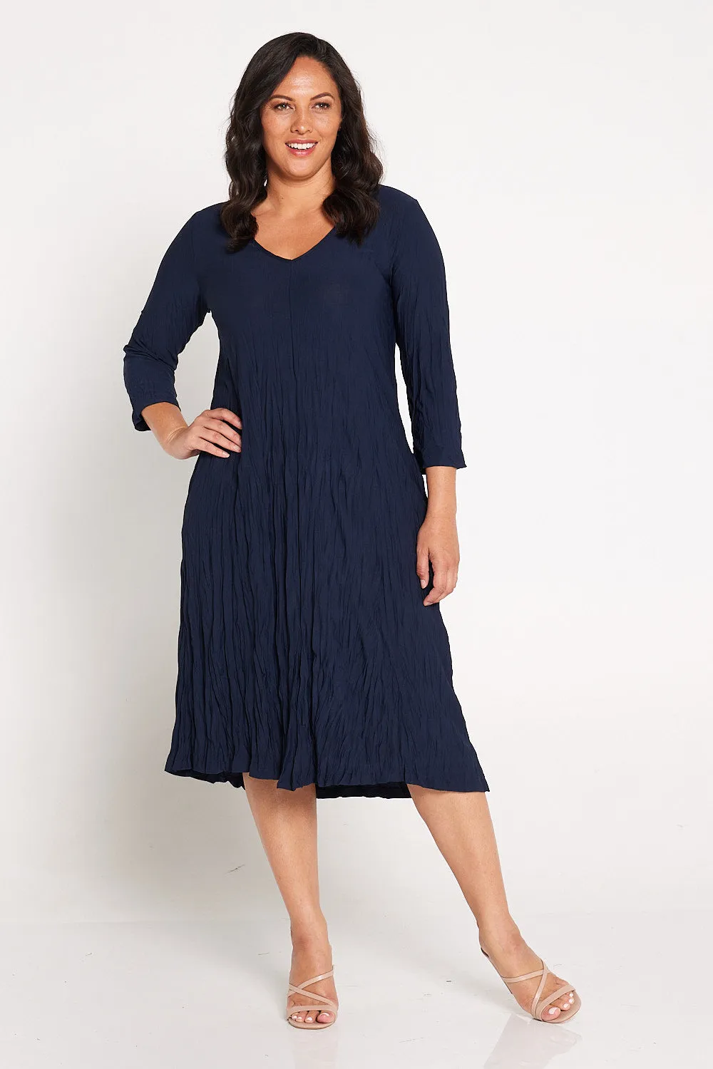 Sleeved Stella Dress - Navy