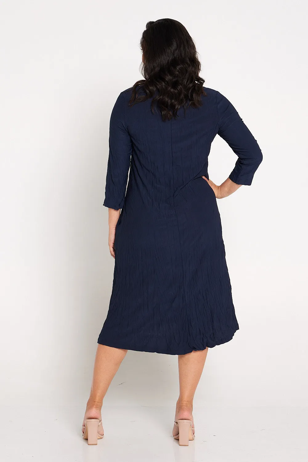 Sleeved Stella Dress - Navy