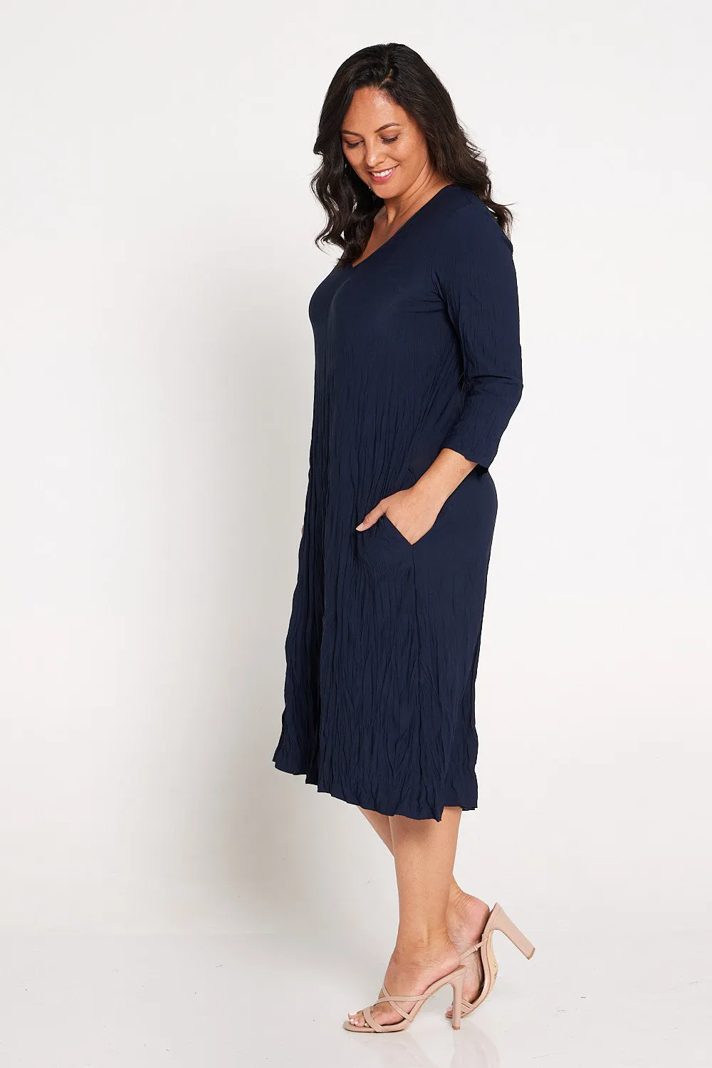 Sleeved Stella Dress - Navy