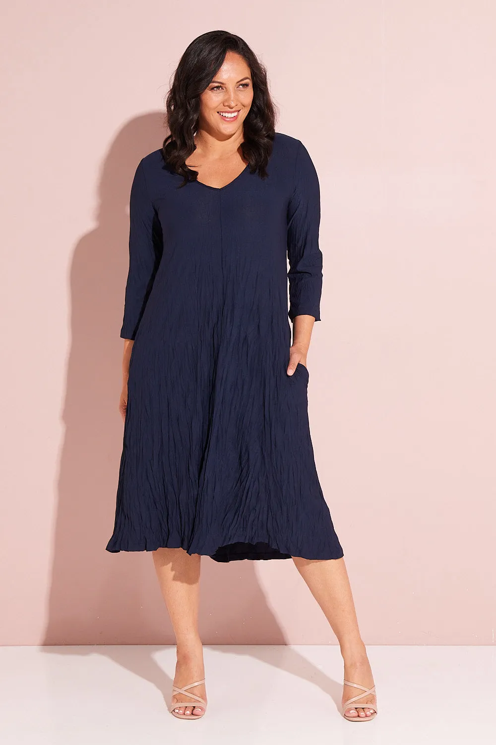 Sleeved Stella Dress - Navy