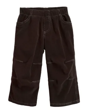 Soft Stretch Cord Pants With Knee Articulation - Contrast Stitch | Dark Cocoa Brown