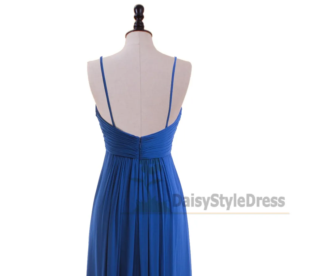 Spaghetti Straps Royal Blue Bridesmaid Dress