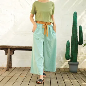 Spring Autumn Women Casual Cotton Pants with Pockets Z98401