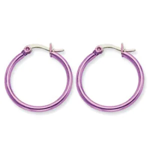 Stainless Steel Pink IP plated 26mm Hoop Earrings