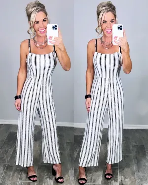 Striped Jumpsuit - White