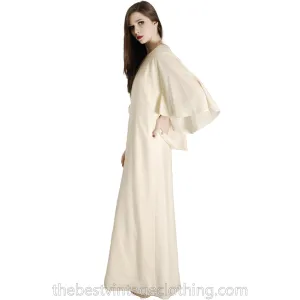 Stunning Vuokko Cape Gown 1960s Ivory Wool Voile Iconic Could Be Wedding Dress 38 /8 S/M