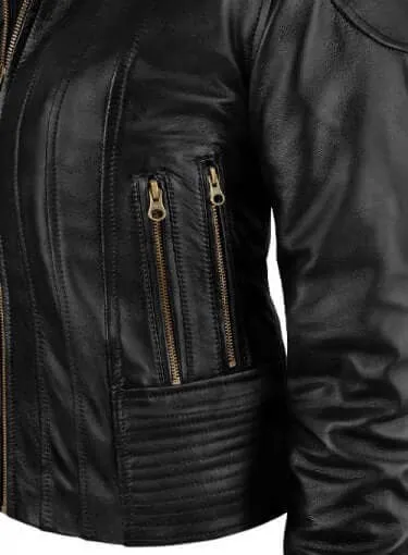 Stylish Fashion Leather Black Jacket For Ladies