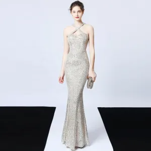 Summer criss-cross open back cut out 8 colors gorgeous ladies clothing formal maxi sequin long evening dresses for women