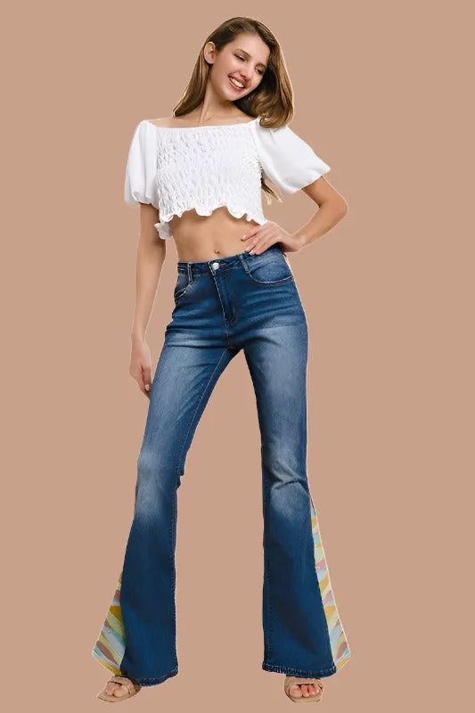 Sunrise Embroidered Flare Tall Denim Jeans - Mid Wash