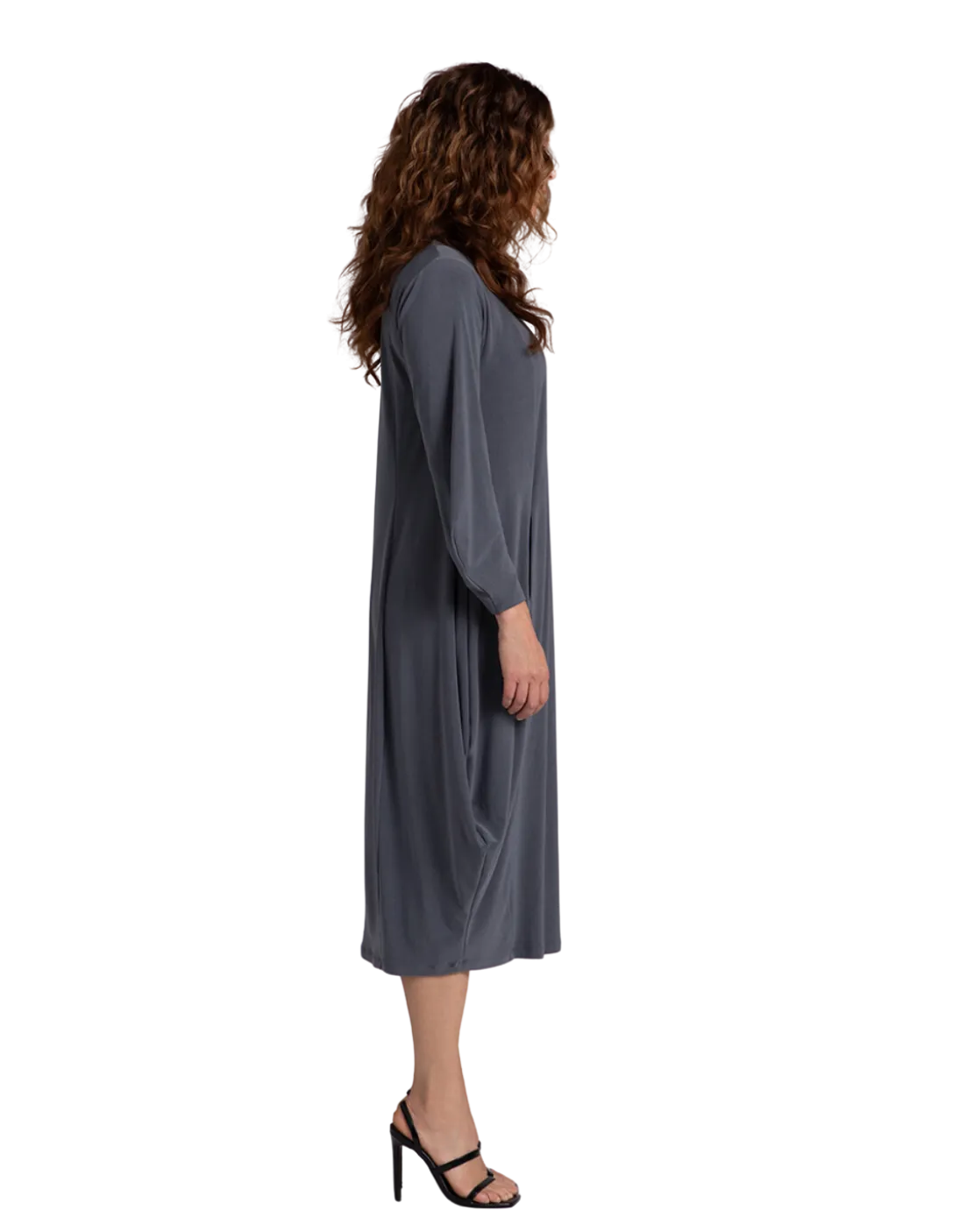 SYMPLI  Easy Crew Neck Lantern Dress