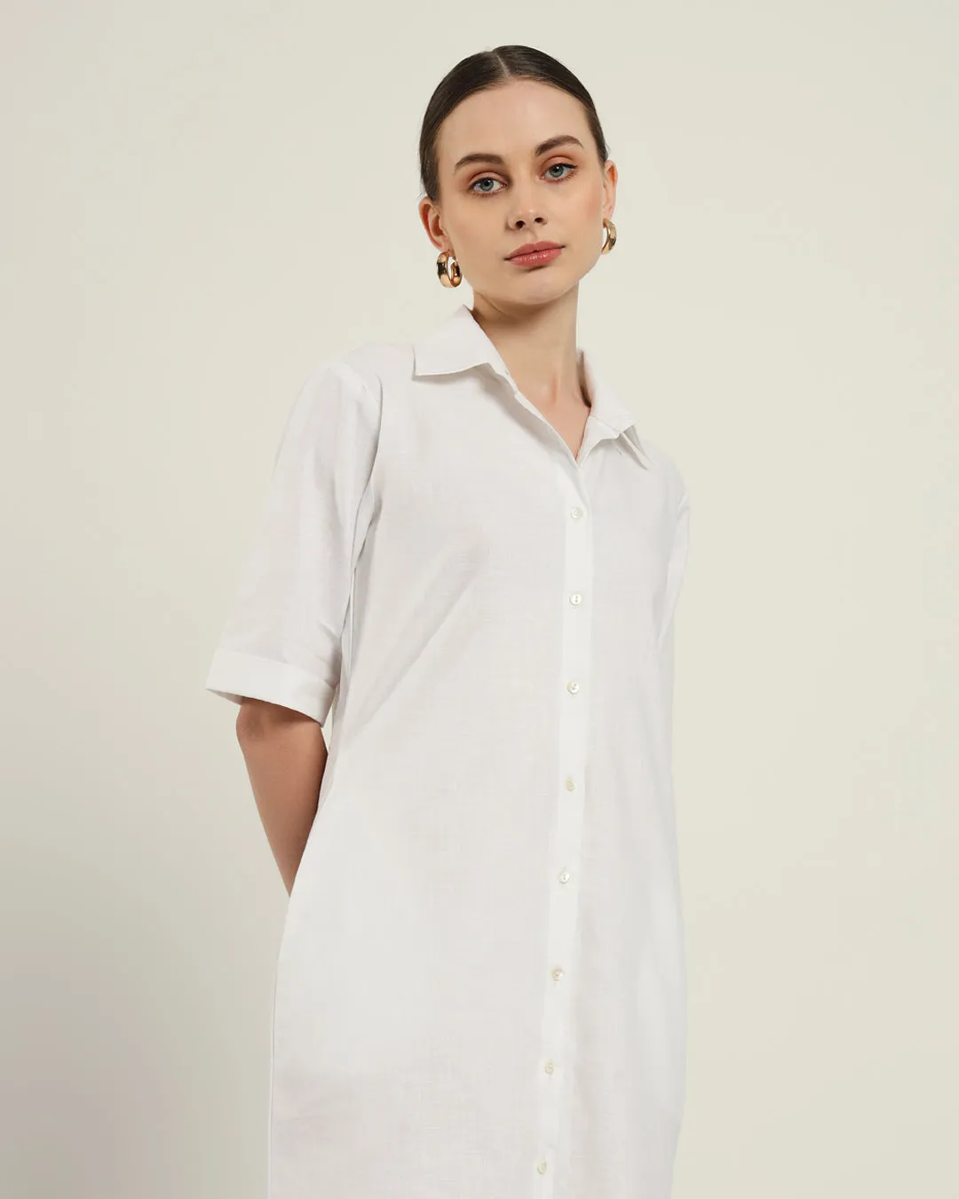 The Tampa Daisy White Linen Dress