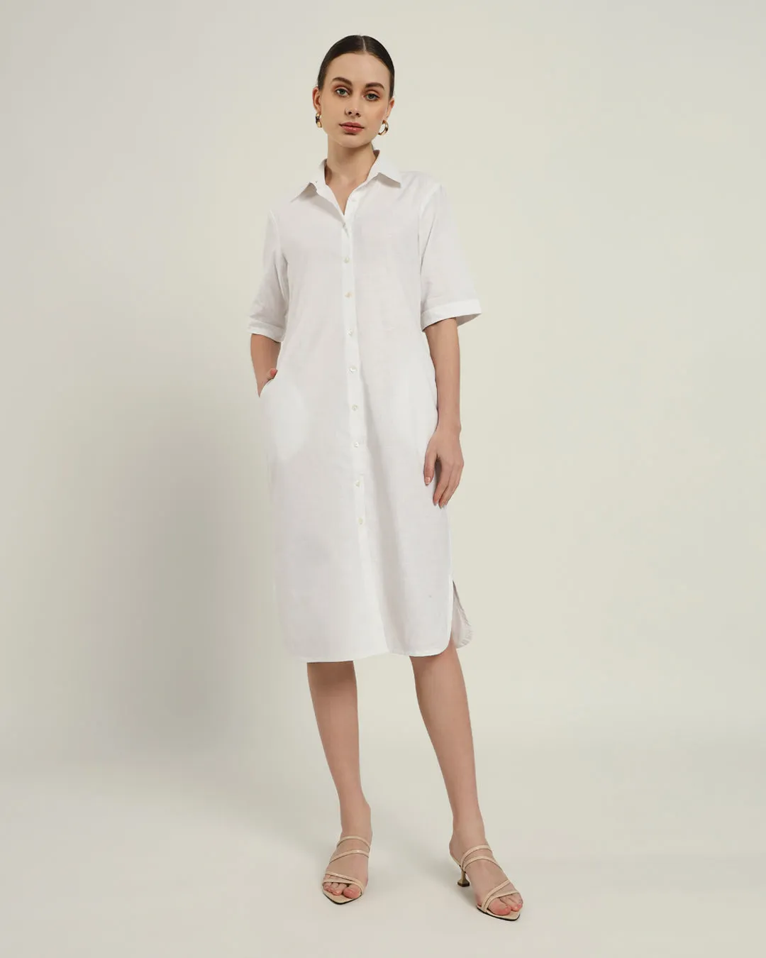 The Tampa Daisy White Linen Dress