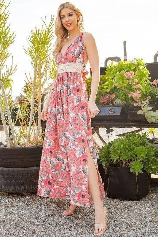 Tie Back Floral Dress