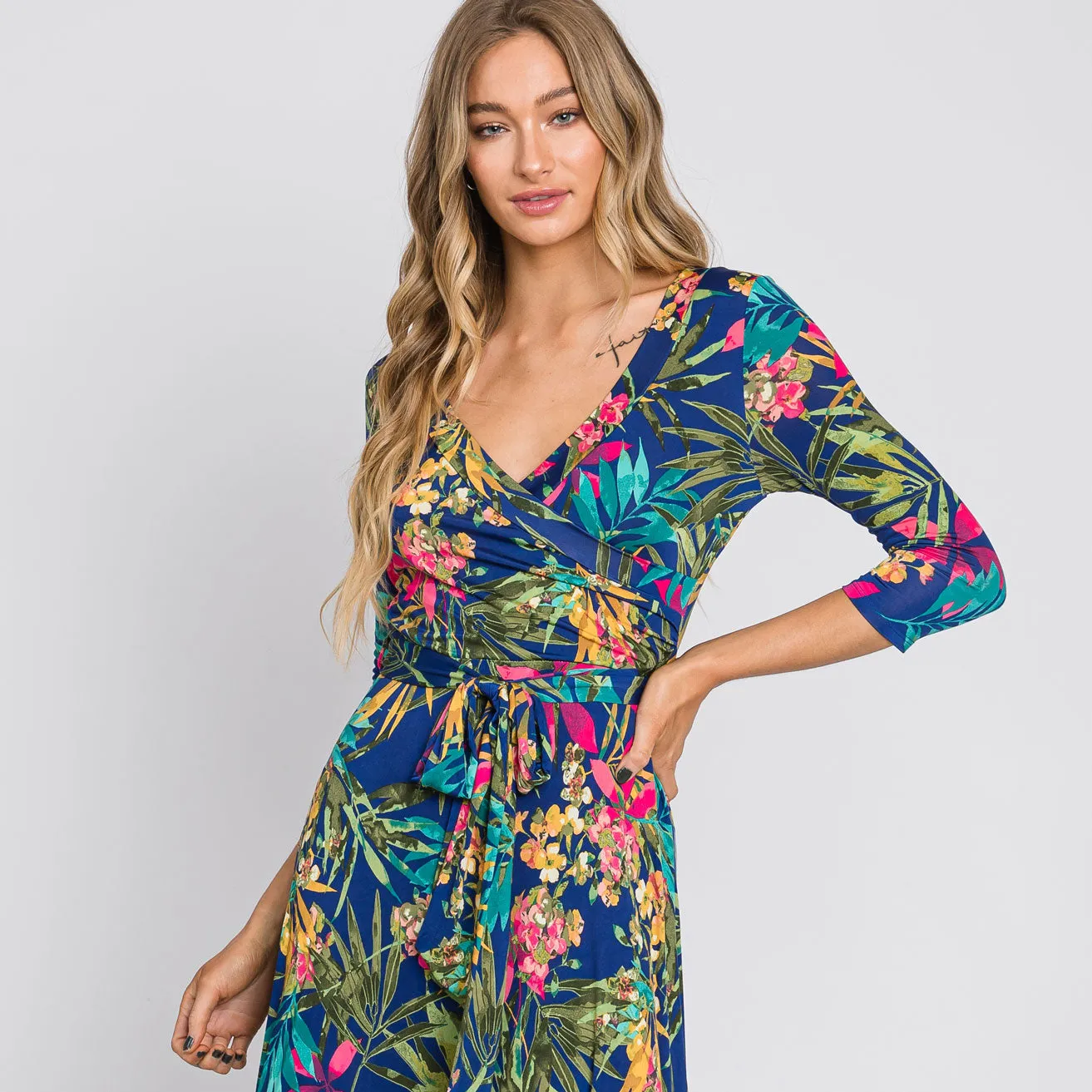 Tropical Bloom Venechia Maxi Wrap Dress