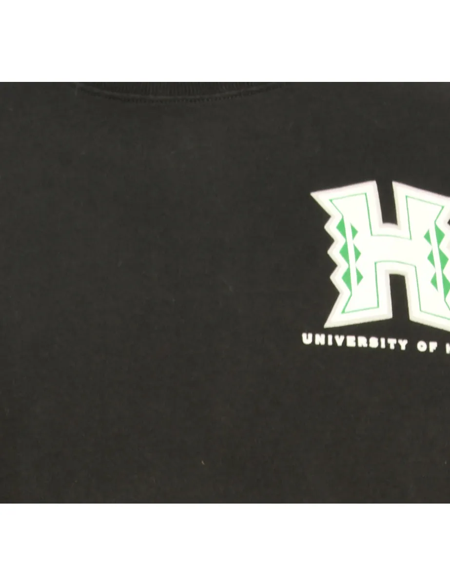 University Of Hawaii Black Printed T-shirt - L