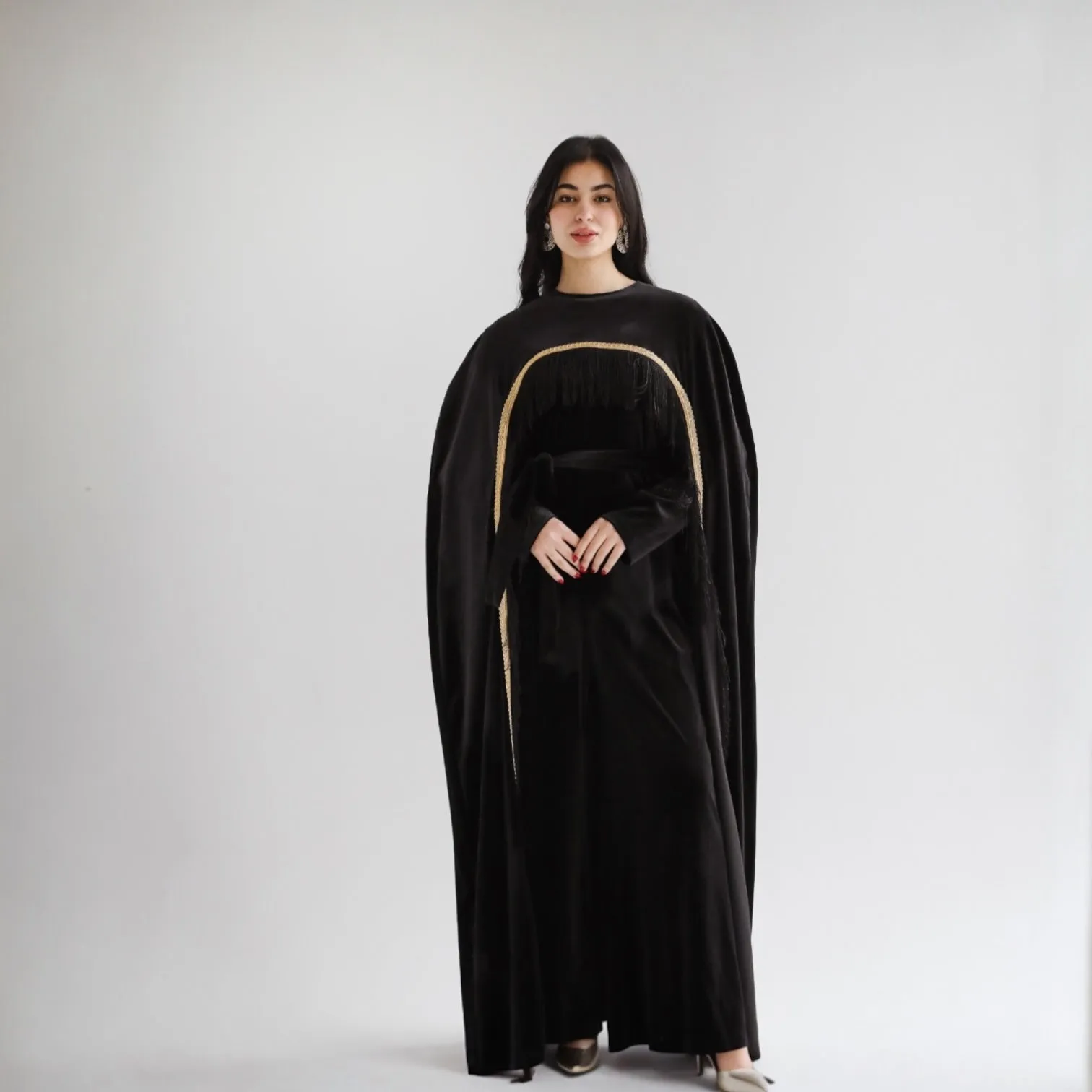 Velvet set of jumpsuit & cape