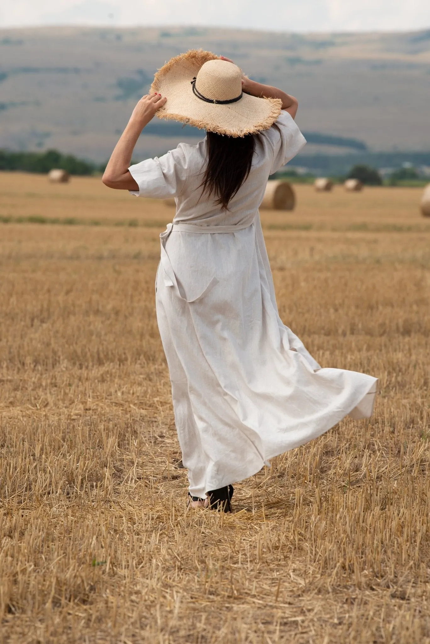 VERONA Long Linen Wrap Dress