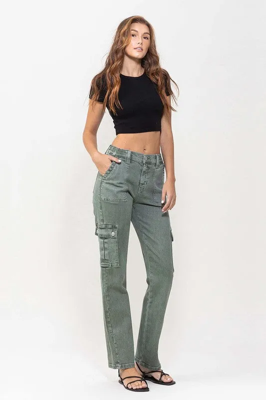 VERVET Mid Rise Straight Jeans with Cargo Pocket Detail