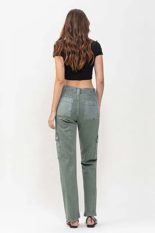 VERVET Mid Rise Straight Jeans with Cargo Pocket Detail