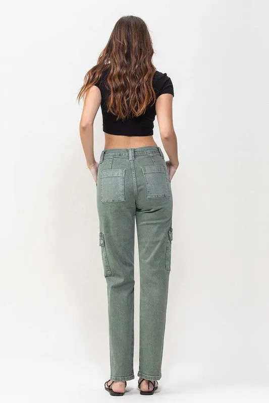 VERVET Mid Rise Straight Jeans with Cargo Pocket Detail