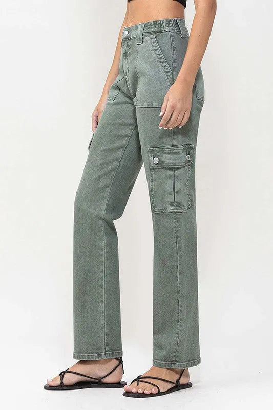 VERVET Mid Rise Straight Jeans with Cargo Pocket Detail