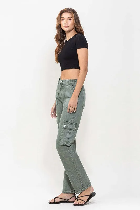 VERVET Mid Rise Straight Jeans with Cargo Pocket Detail