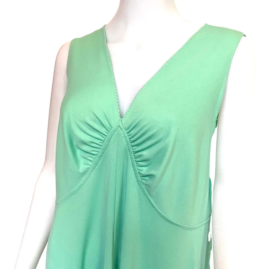 Vintage 1970s Seafoam Green Formal Gown With Cape