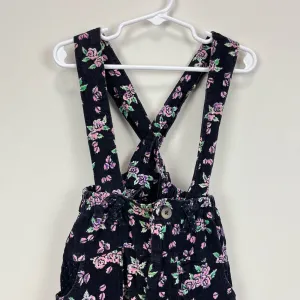 Vintage Black Floral Corduroy Overalls 6