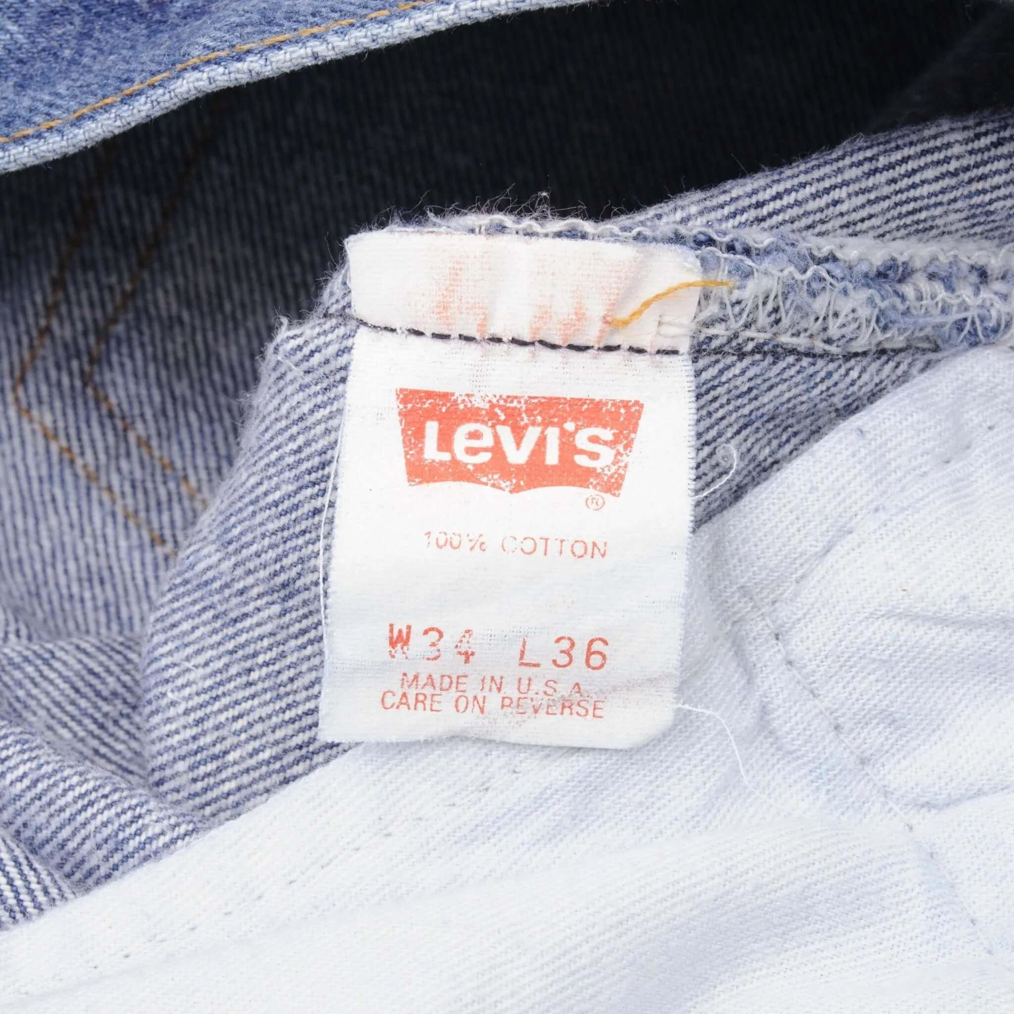 VINTAGE LEVIS 501 JEANS INDIGO 1980S SIZE W34 L33 MADE IN USA