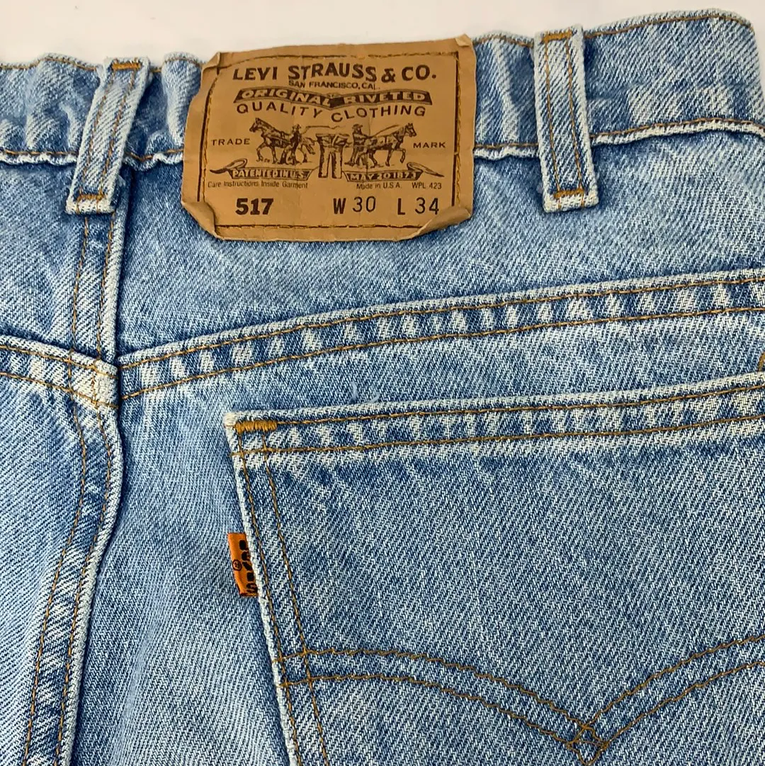 Vintage Levi’s 517 Orange Tab Denim Jeans - W30