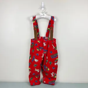 Vintage OshKosh B'gosh Red Corduroy Cowboy Suspender Overalls 3T USA